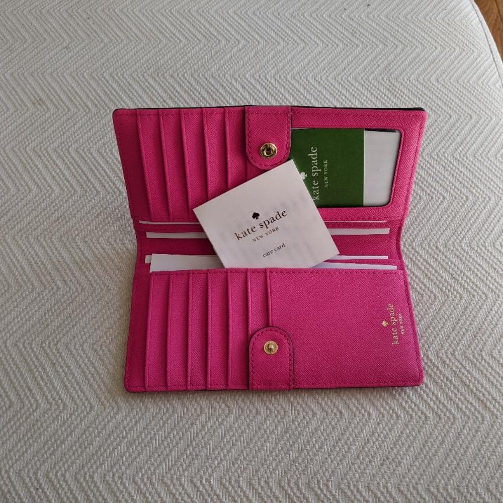 Kate Spade long wallet Fuchsia Pink/Gold